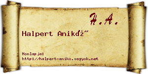 Halpert Anikó névjegykártya